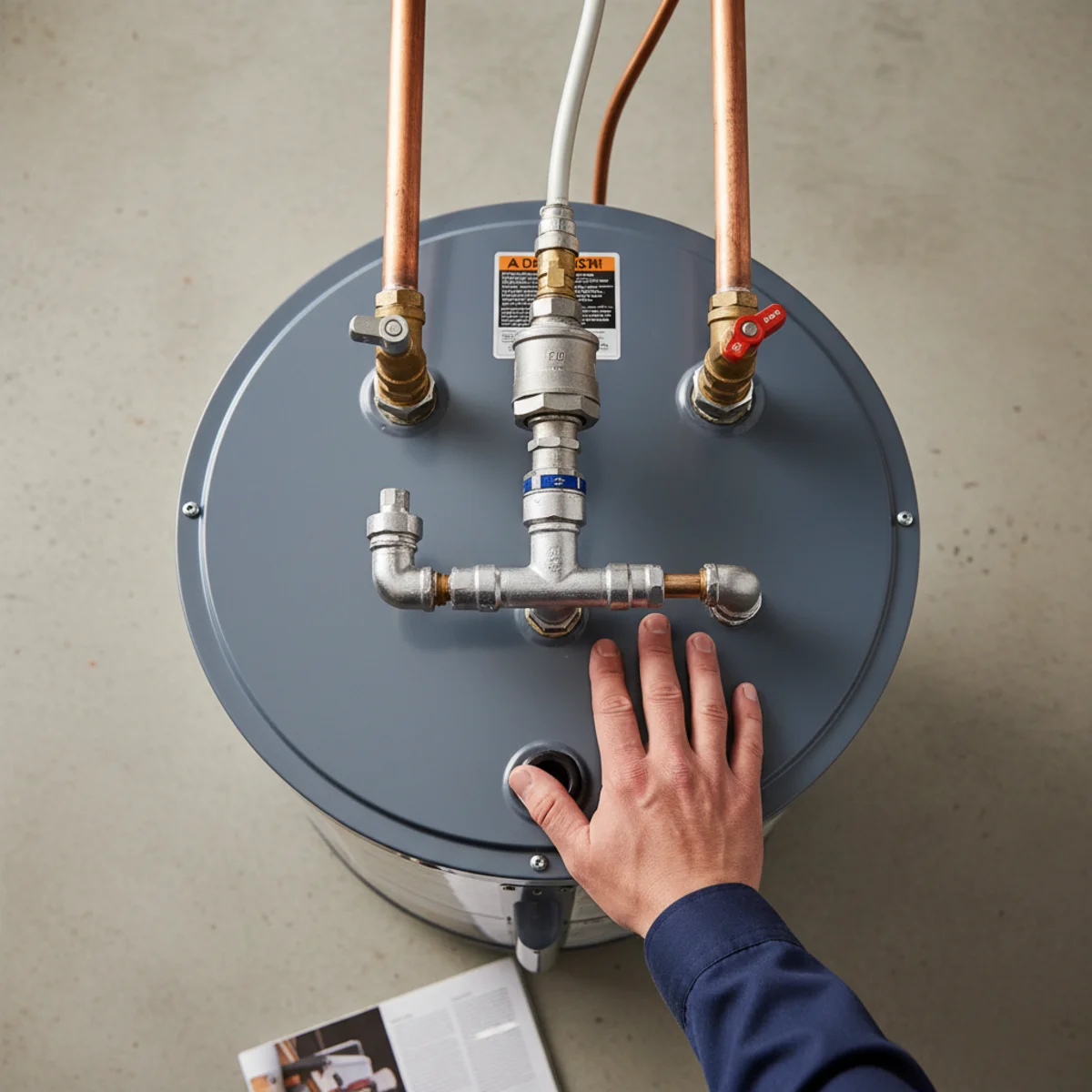 Durable water heater installed in a rental-property utility closet.